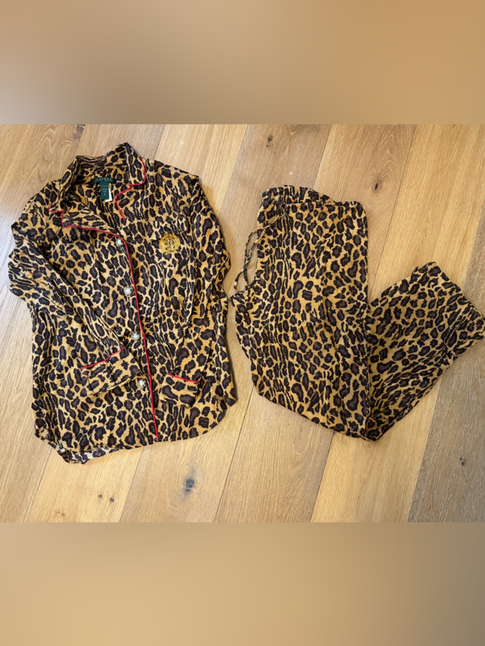 Lauren Ralph Lauren Leopard Print Pajama Set MEDIUM